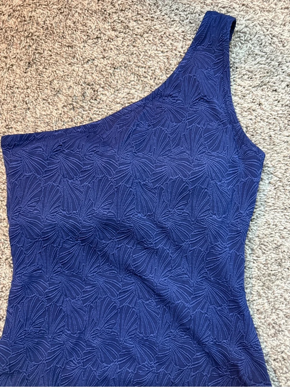J. Crew One-Shoulder Textured Navy Swimsuit size Medium